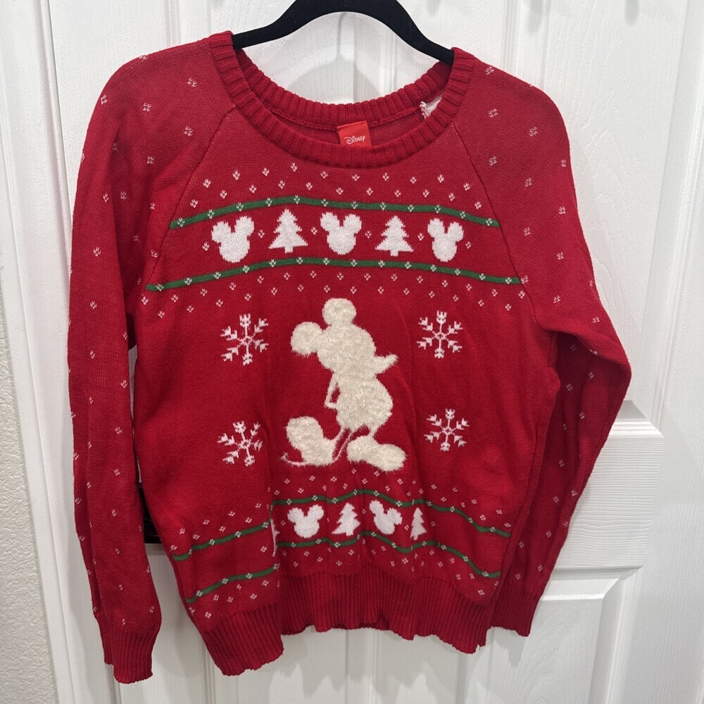 Disney Mickey Mouse Ugly Holiday Christmas Red Sweater Women’s Size Medium